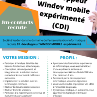 Recrutement développeur Windev mobile expérimenté (CDI)